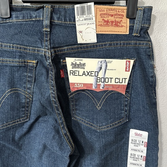NEW Levis 550 Denim Jeans Relaxed‎ Bootcut Western Medium Wash Womens Size 12 - Picture 5 of 7